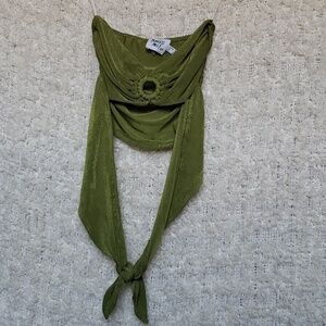 Princess polly metallic green tube top with peekaboo and wrap detailing size 4